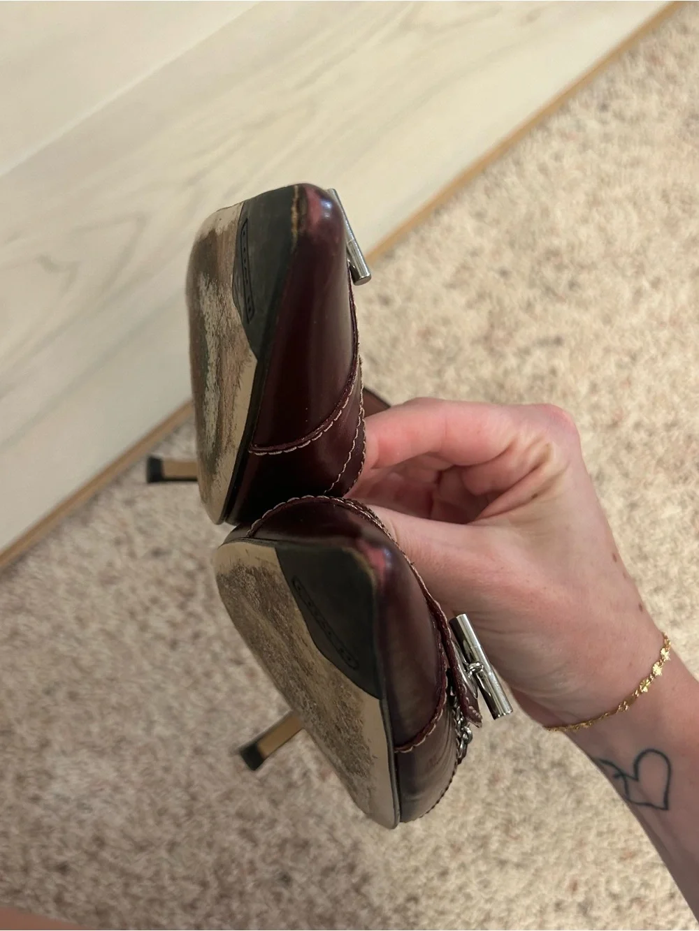 burgundy coach heels
